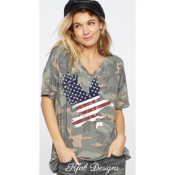 ❤️LAST 1! SALE! V Neck Camo Graphic Print Top! - Picture 8 of 12